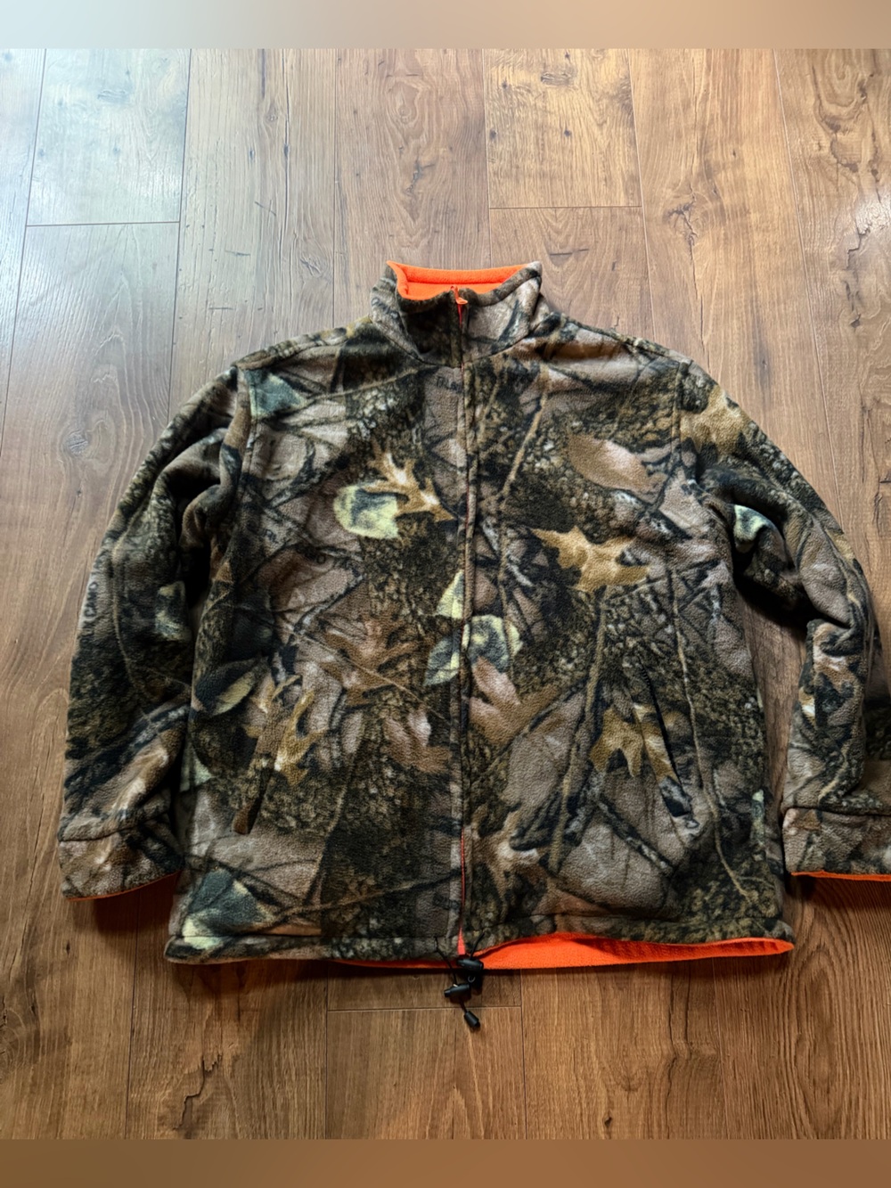 Reversible Hunting Fleece Jacket Camo Blaze Orange Full Zip Men’s L